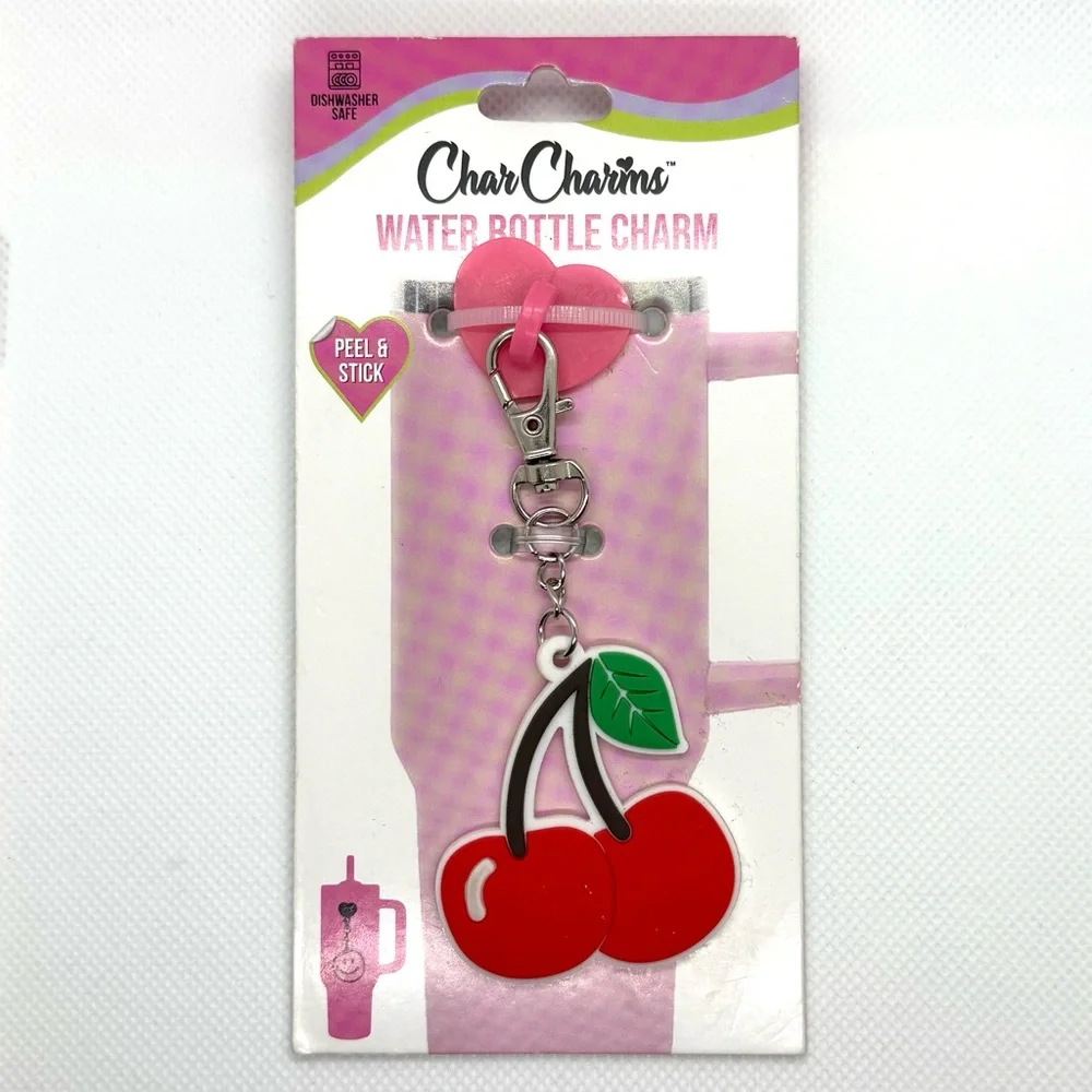 Char Charms Cherry Water Bottle Charm with Stick-On Hook Bundle. New